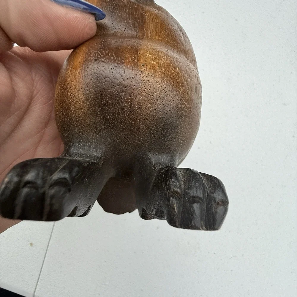 Vintage Folk Art Hand Carved Painted Wood Bird Owl Figurine Primitive‎ 7